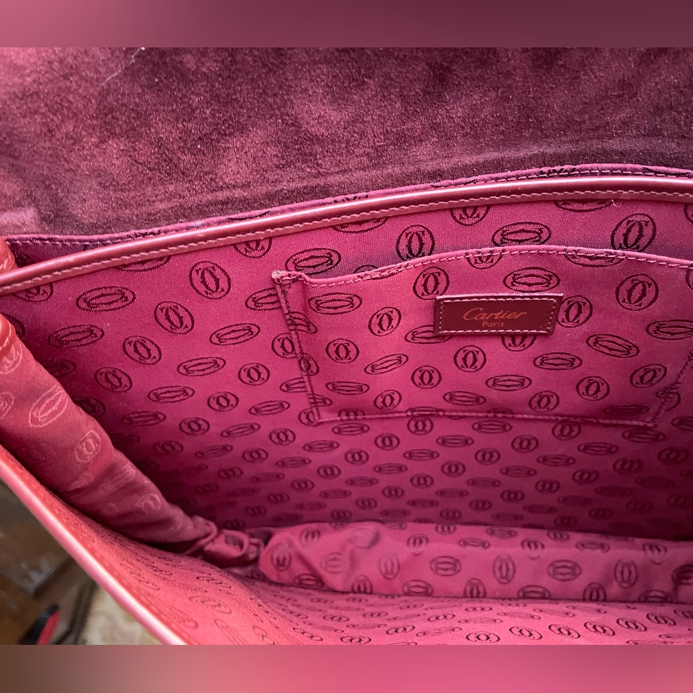 Authentic Cartier Must Women's Leather Shoulder Bag Bordeaux - Picture 10 of 16